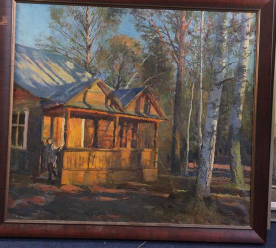 Nikolai Dubovik (1960-) Morning at the dacha, 32.5 x 36.5in.